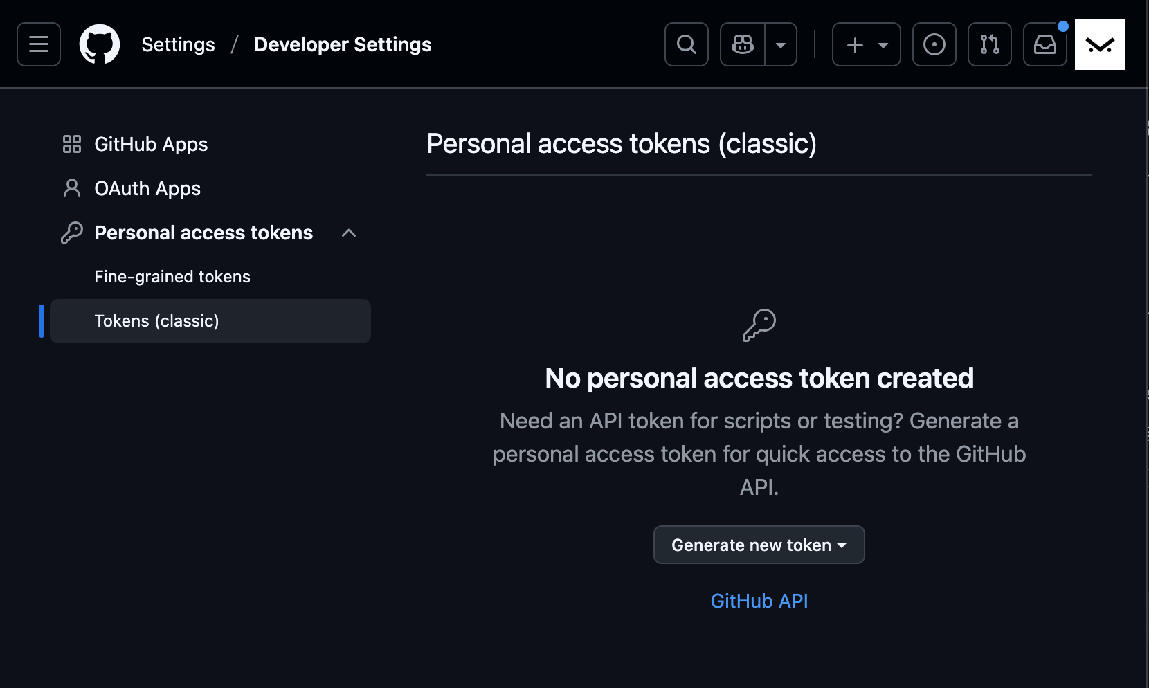 GitHub: Personal access tokens