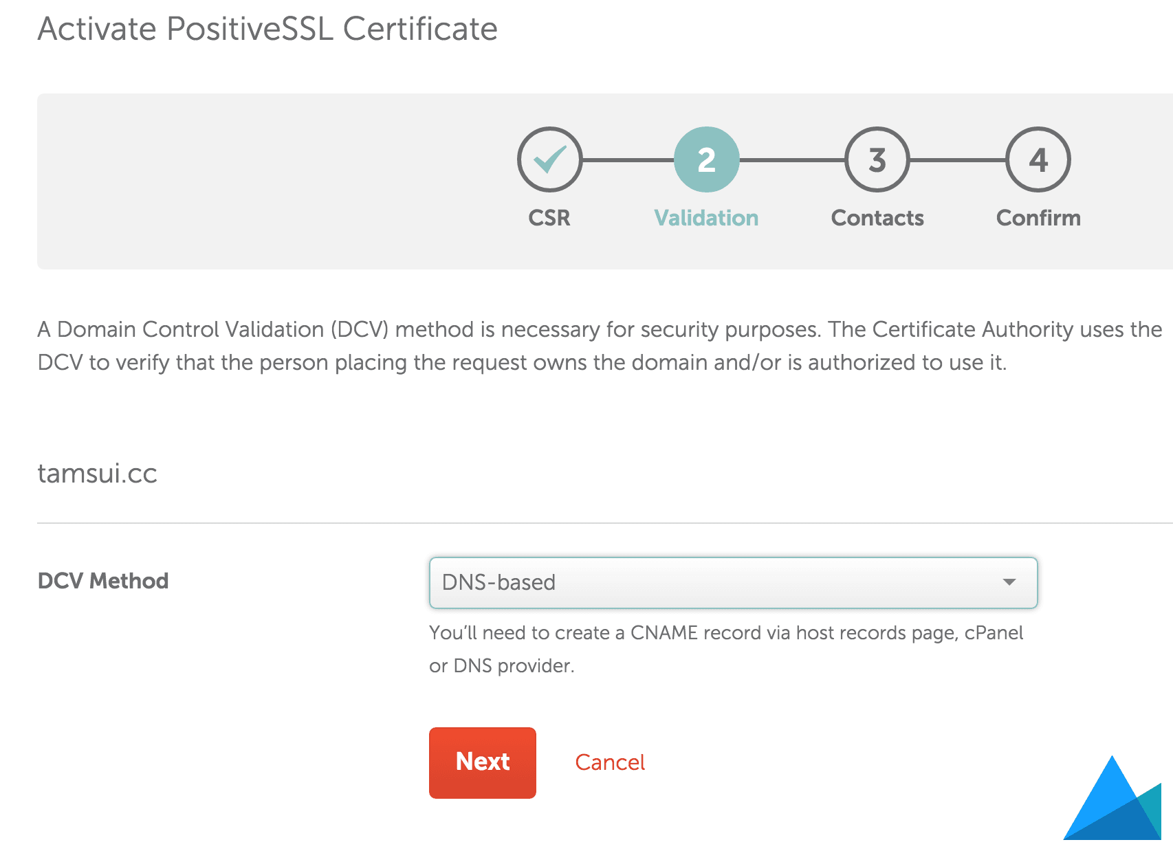 Namecheap-Activate-PositiveSSL-Certificate-Validation