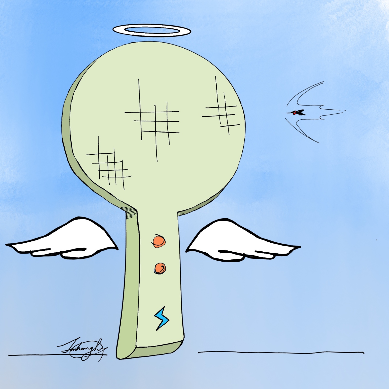 電子補蚊拍示意圖（Designed by Jin-liang, Lin）
