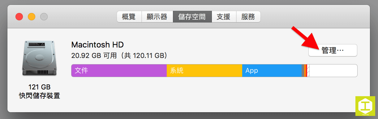 圖三,關於這台 MAC 下的儲存空間。