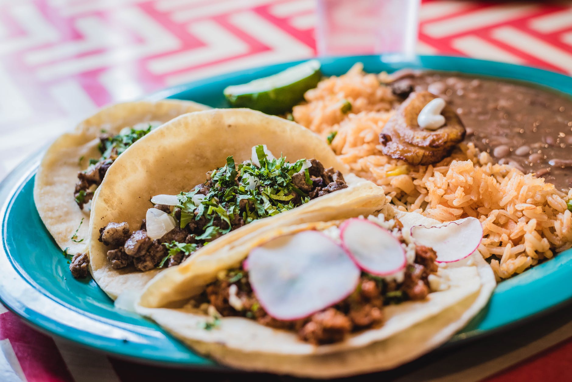 cooked food on blue plate Mexican