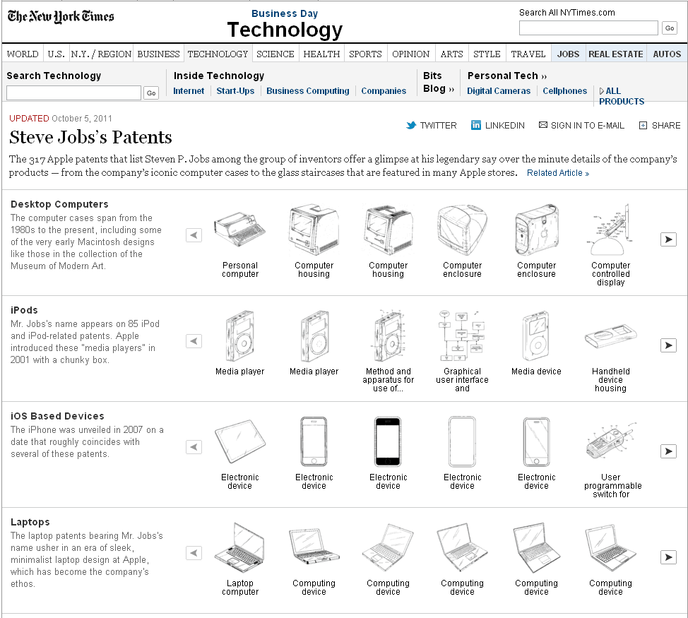 蘋果電腦「Steve Jobs 賈伯斯」的 313 件專利
