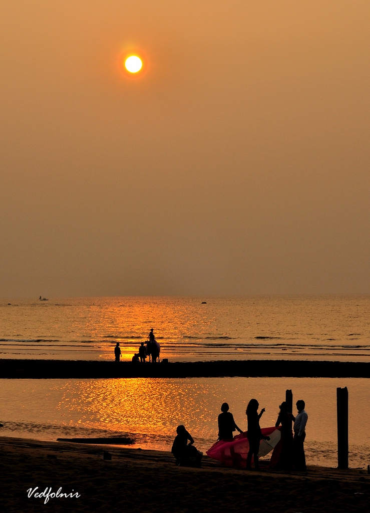 淡海沙崙海灘上的夕陽