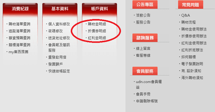 UDN-Shopping-折價券-帳戶資料-折價券明細-Vedfolnir
